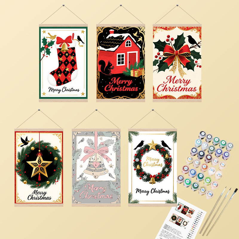 Elegant Cabin & Wreaths Christmas 6 Pack PaintlyKit
