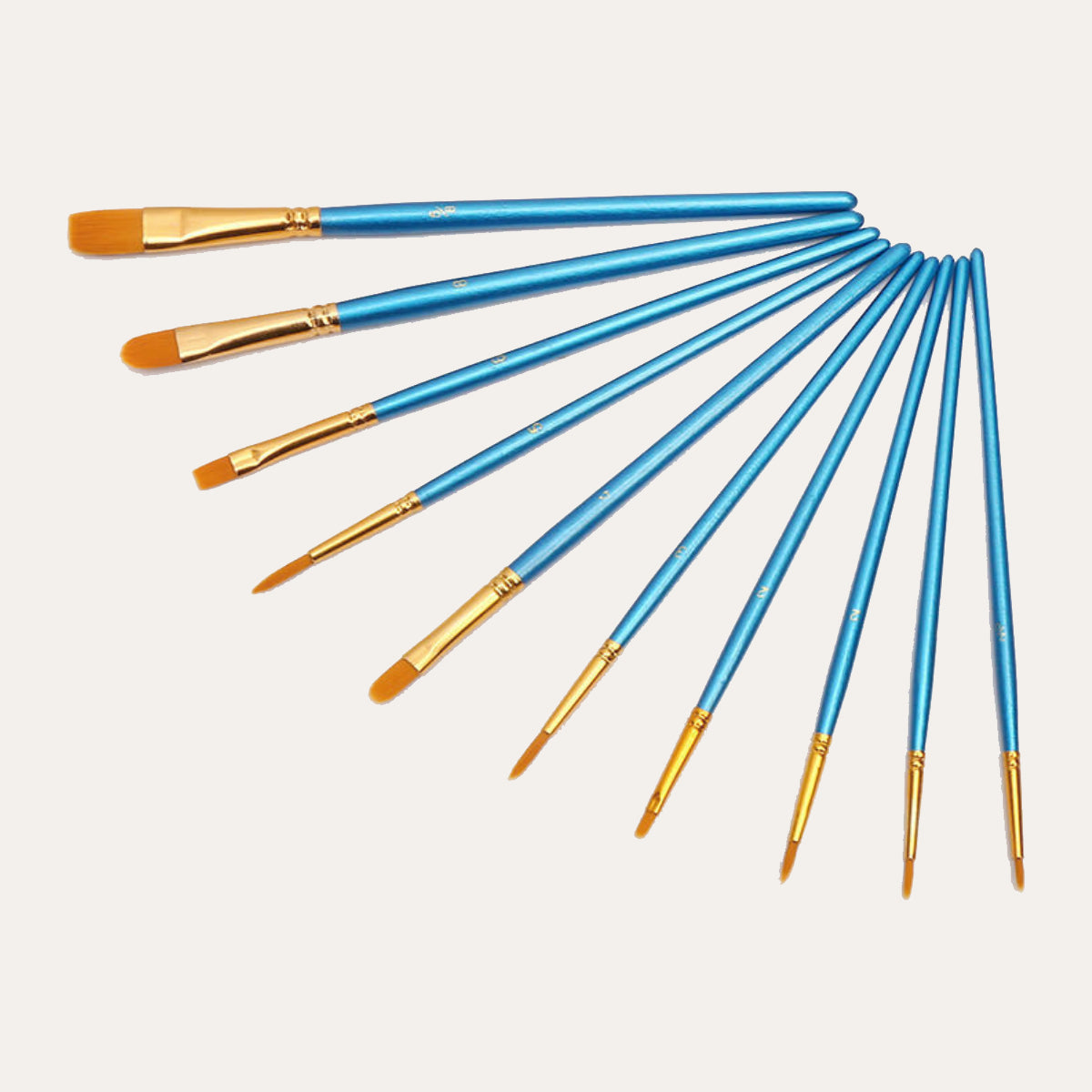 10 Piece Paint Brush Set on warm off-white background