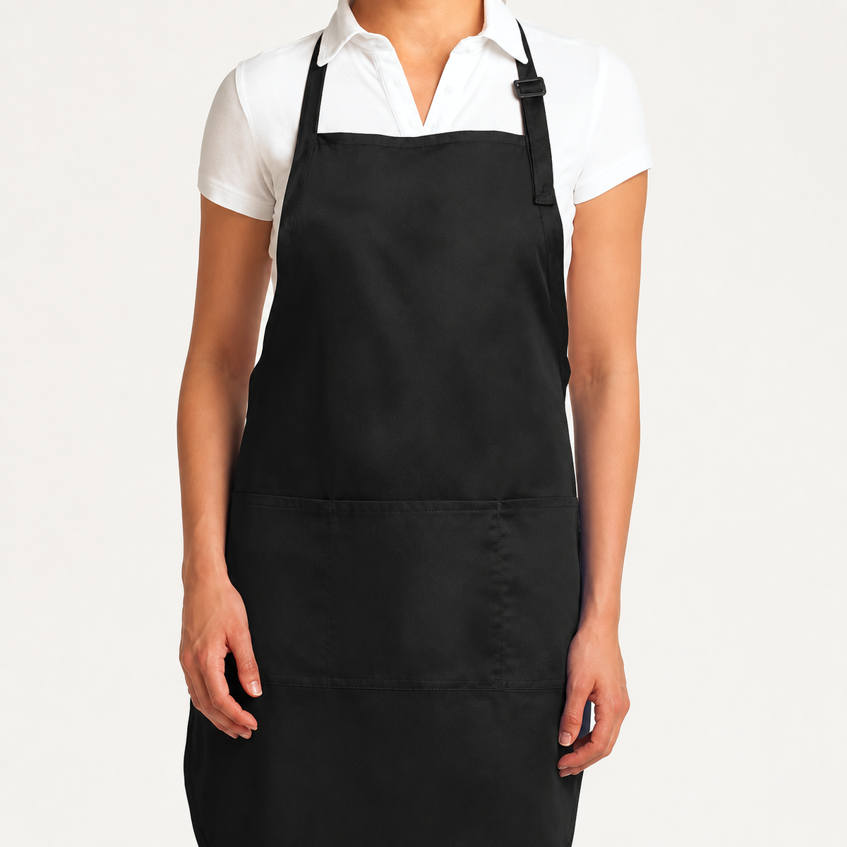 Black Painting Apron on warm off-white background